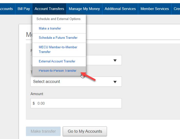 Person-to-Person Transfer Button
