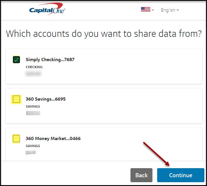 Account Selection Screen